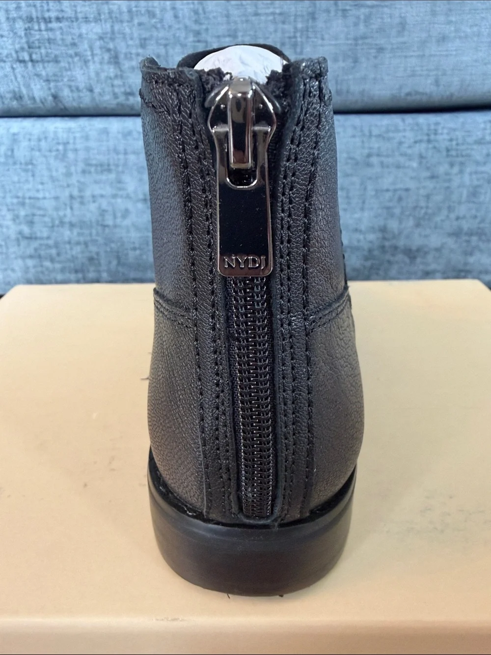 NYDJ Concetta Black Woven Leather Ankle Boots